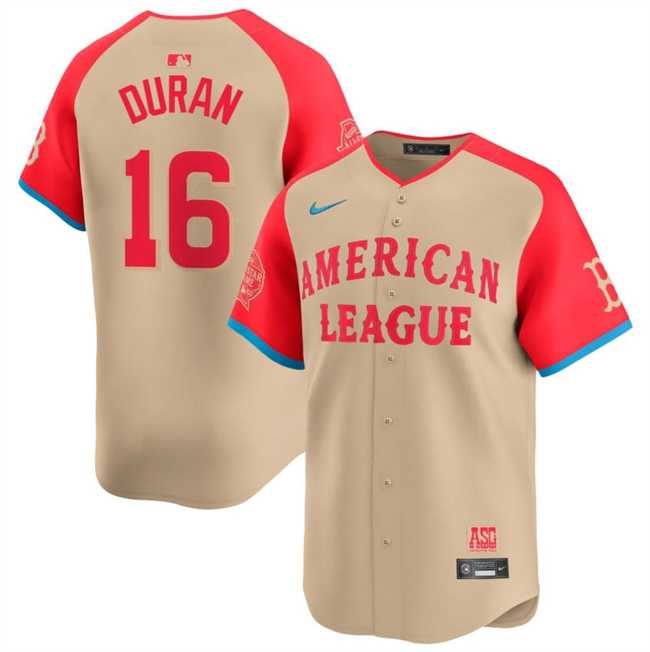 Men%27s American League #16 Jarren Duran Cream 2024 All-Star Limited Stitched Baseball Jersey